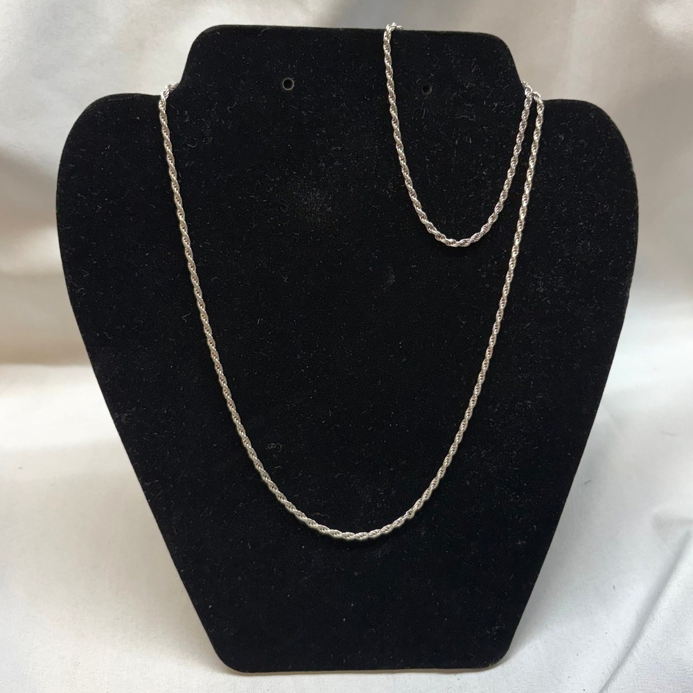 Unbranded Rope Chain Set Unisex OS Silver Excellent 925 Italy Bracelet Necklace
